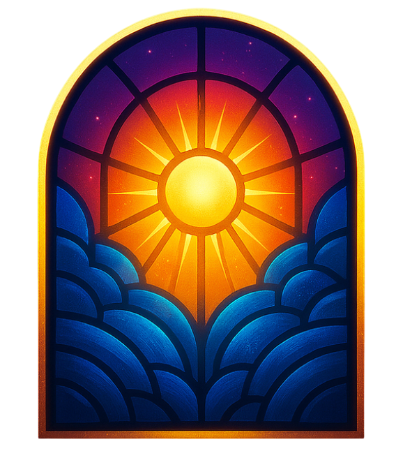 Lumina: logotipo con sol dorado y cielo azul